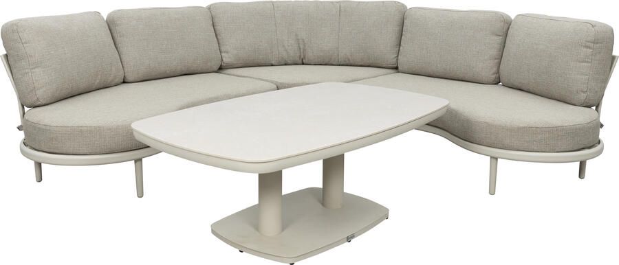 Qopps Deyon hoek loungeset met Elena in hoogte verstelbare tuintafel