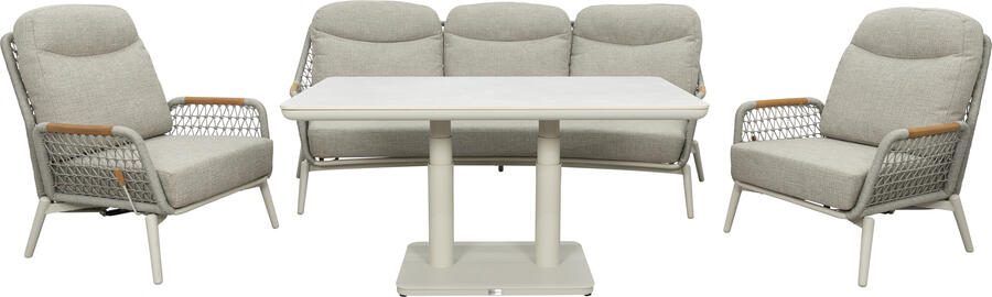 Qopps Elena loungeset met Elena in hoogte verstelbare tuintafel