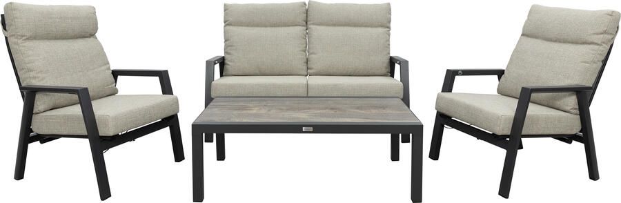 Qopps Exome loungeset met greige kussens en de Devis koffietafel