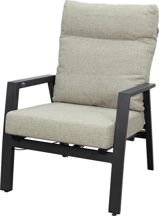 Qopps Exome loungetuinstoel gasveer verstelbaar royal grey kussen greige