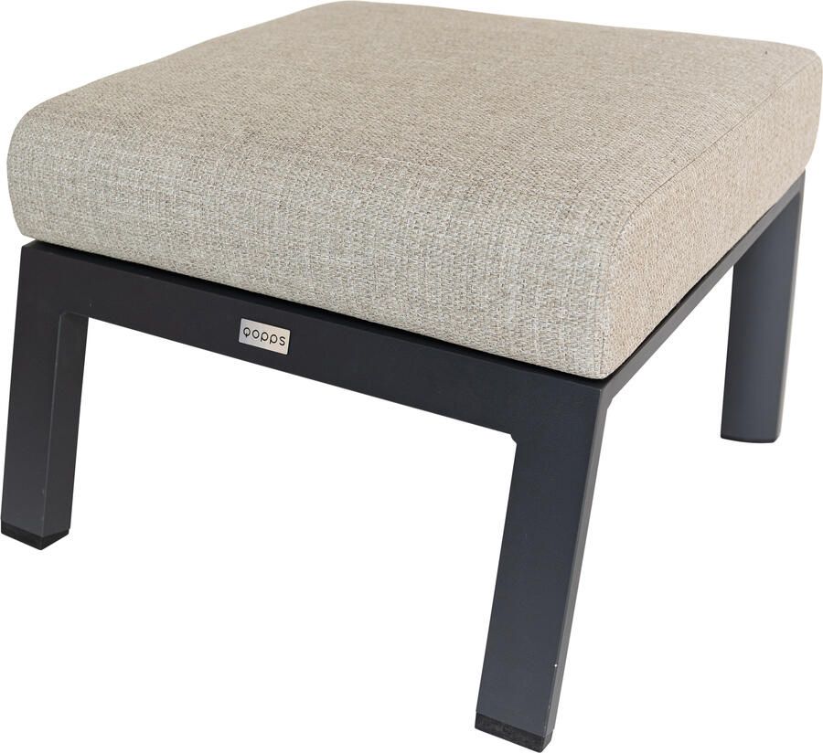 Qopps Exome voetenbank royal grey met greige kussen