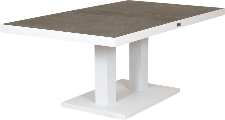 Qopps Gazoo up down tafeltafel 140 x 85 mat wit frame ceramisch antraciet blad