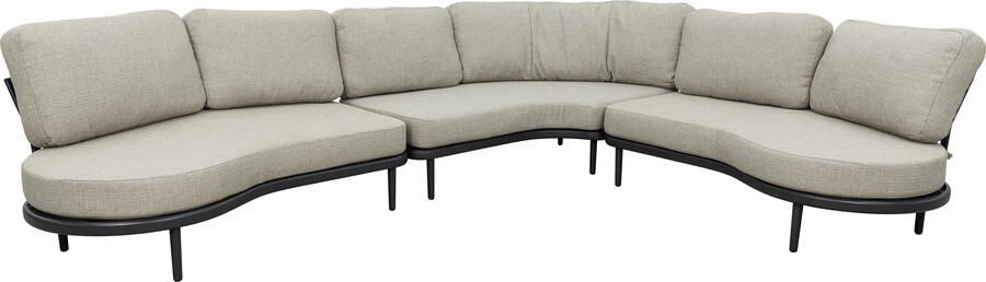 Qopps Giany hoek loungeset xL organisch royal grey met greige kussens