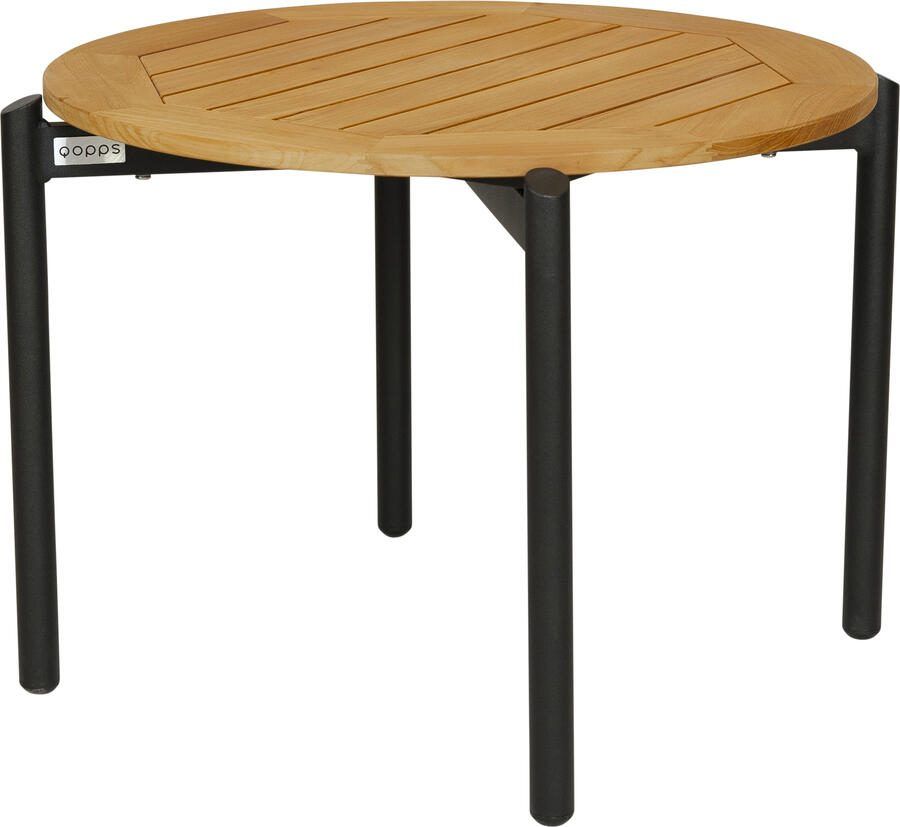Qopps Ident koffietafel 60 cm rond zwart frame teak blad