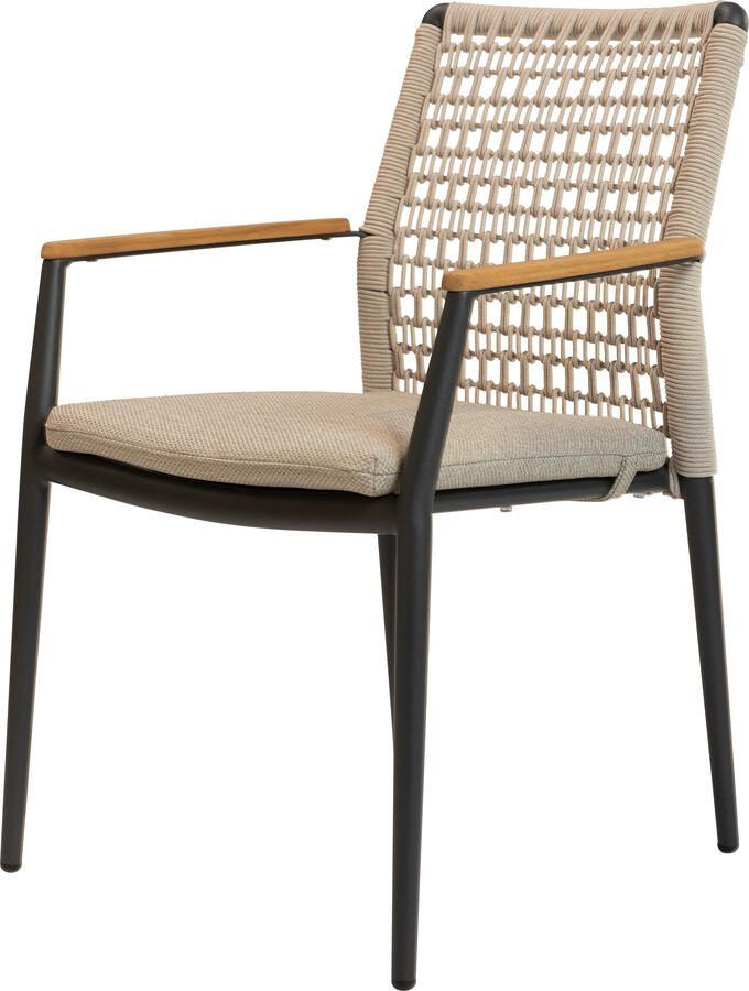 Qopps Indra dining tuinstoel stapelbaar rope beige