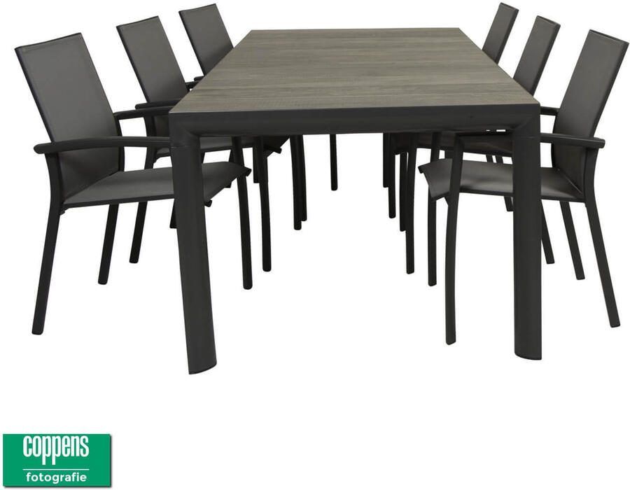 Qopps Kings tuintafel met Tampa stapel tuinstoel