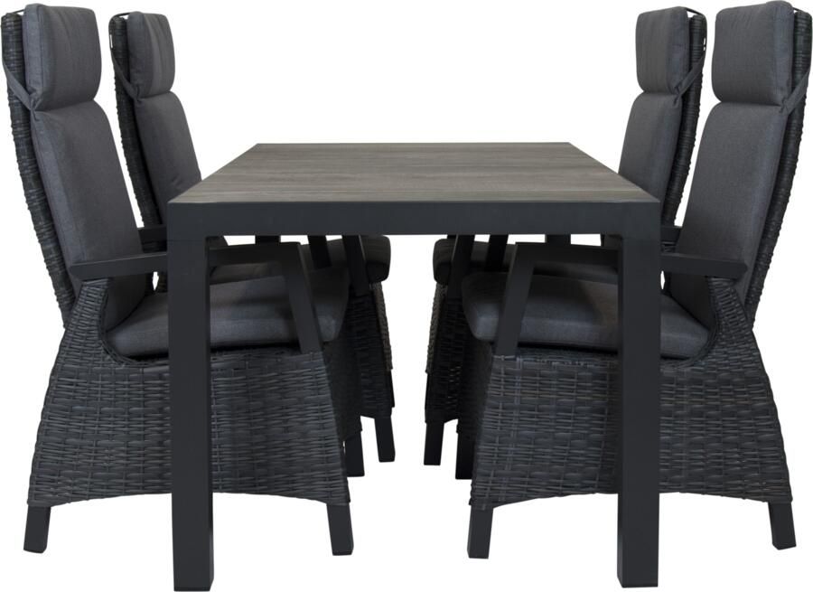 Qopps Levas tafel 160 x 90 mat royal grey met Darwin verstelbare tuinstoel