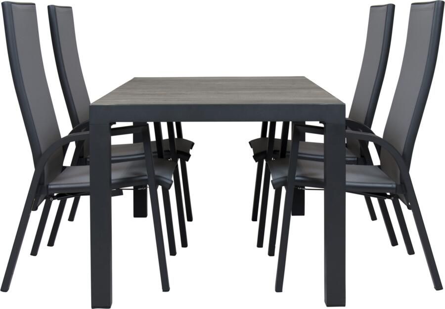 Qopps Levas tuintafel 160 x 90 mat royal grey frame met Victory verstelbare tuinstoel