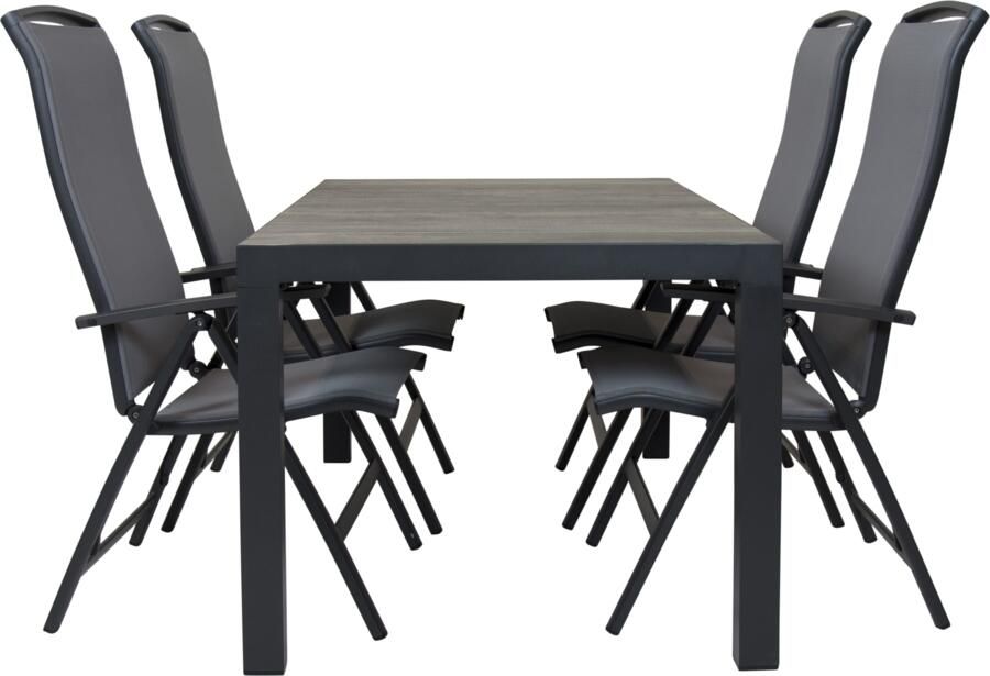 Qopps Levas tuintafel 160 x 90 mat royal Grey met Houston verstelbare tuinstoel