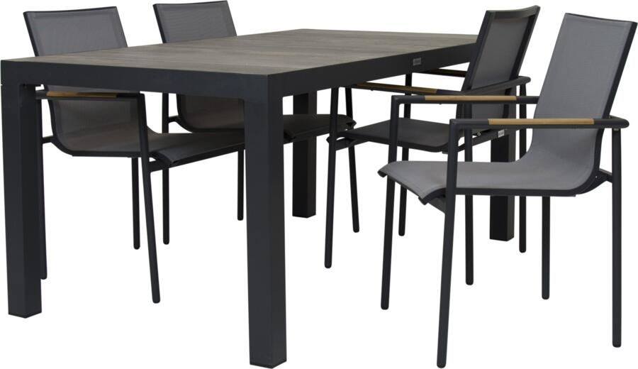 Qopps Levas tuintafel 160 x 90 mat royal Grey met Tulsi tuinstoel