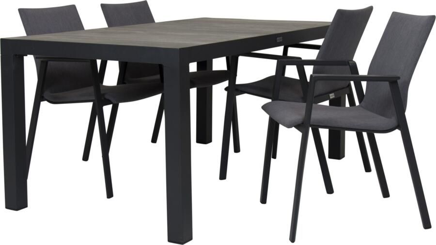 Qopps Levas tuintafel met 4 Fubar stapelbare tuinstoelen