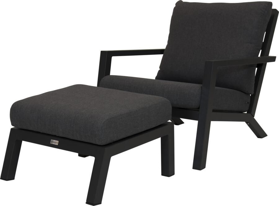 Qopps Lounge tuinstoel Atlanta met voetenbank Antraciet