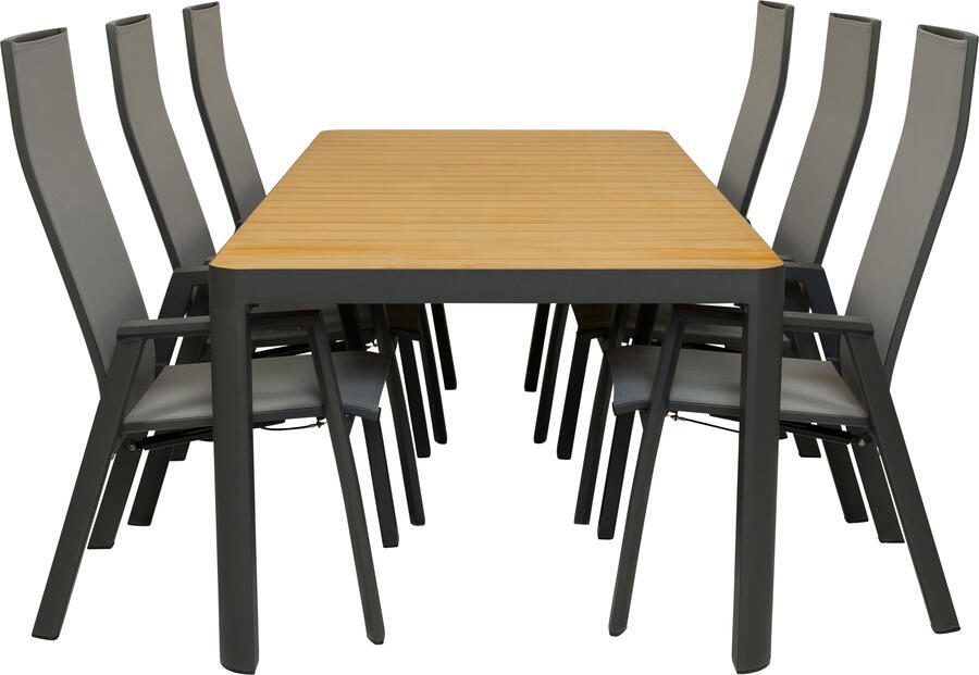 Qopps Mikos tuintafel met 4 Palsa gasveer verstelbare tuinstoelen