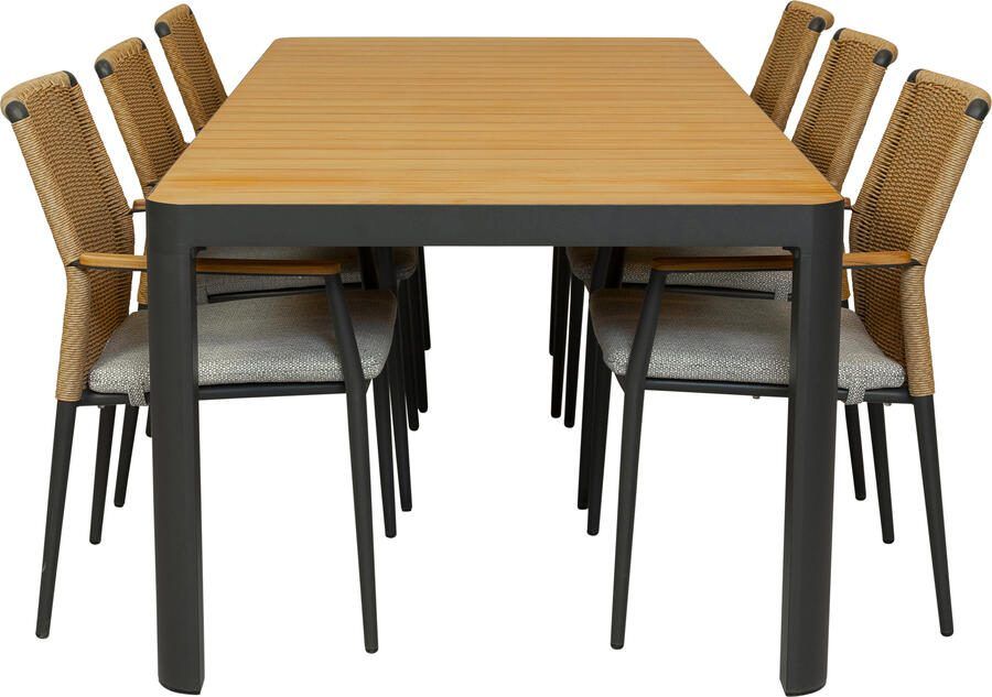 Qopps Mikos tuintafel met Yvori 6 stapelbare tuinstoelen