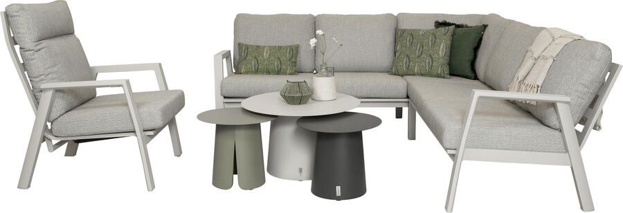 Qopps Okios loungebank 2-2-zits met 3 koffietafeltjes en Okios loungestoel