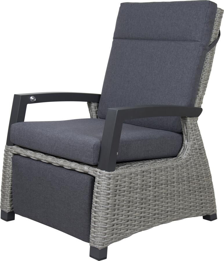 Qopps Orlon lounge tuinstoel gasveer verstelbaar met voetstuk Cloudy Grey