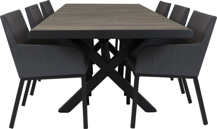 Qopps Ottowa uitschuif tafel 205 265 x 100 Antraciet met Tuinstoel Decan