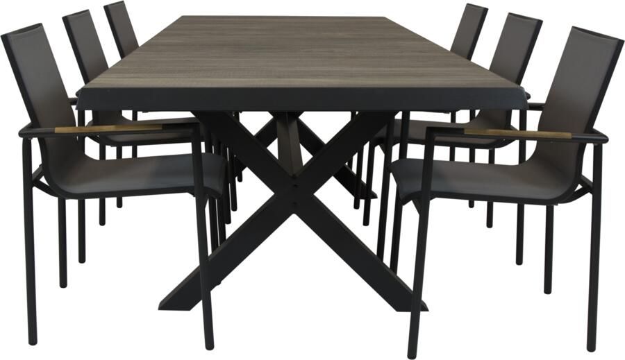 Qopps Ottowa uitschuif tuintafel 205 265 x 100 Antraciet met tuinstoel Tulsi