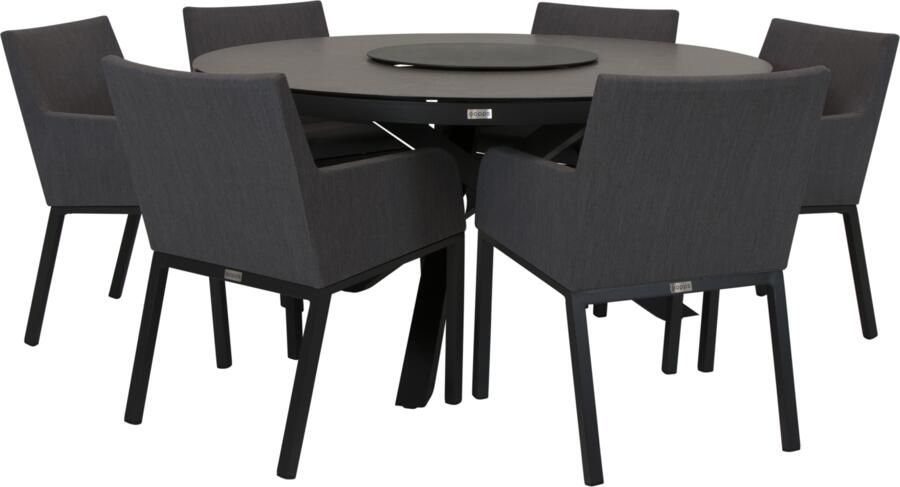 Qopps Perth tuintafel 150 rond Antraciet met tuinstoel Decan