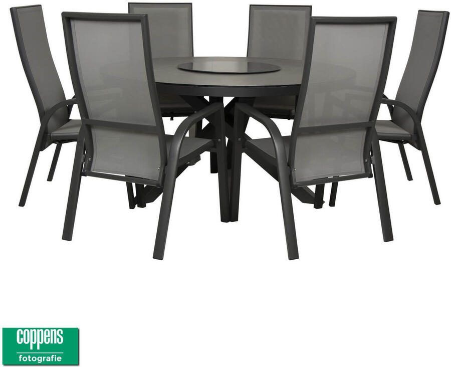 Qopps Perth tuintafel 150 rond met 6 stoelen Victory