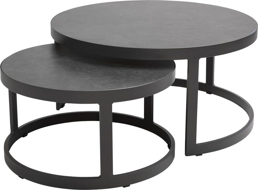 Qopps Soman tafel set 80 en 60 cm rond Sinterstone blad