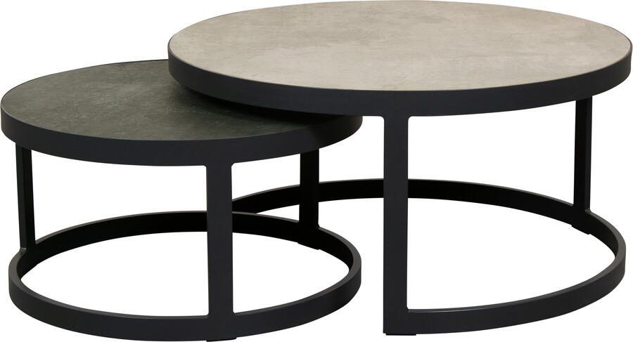 Qopps Sprog tafel set 80cm en 60 cm rond matt royal grey
