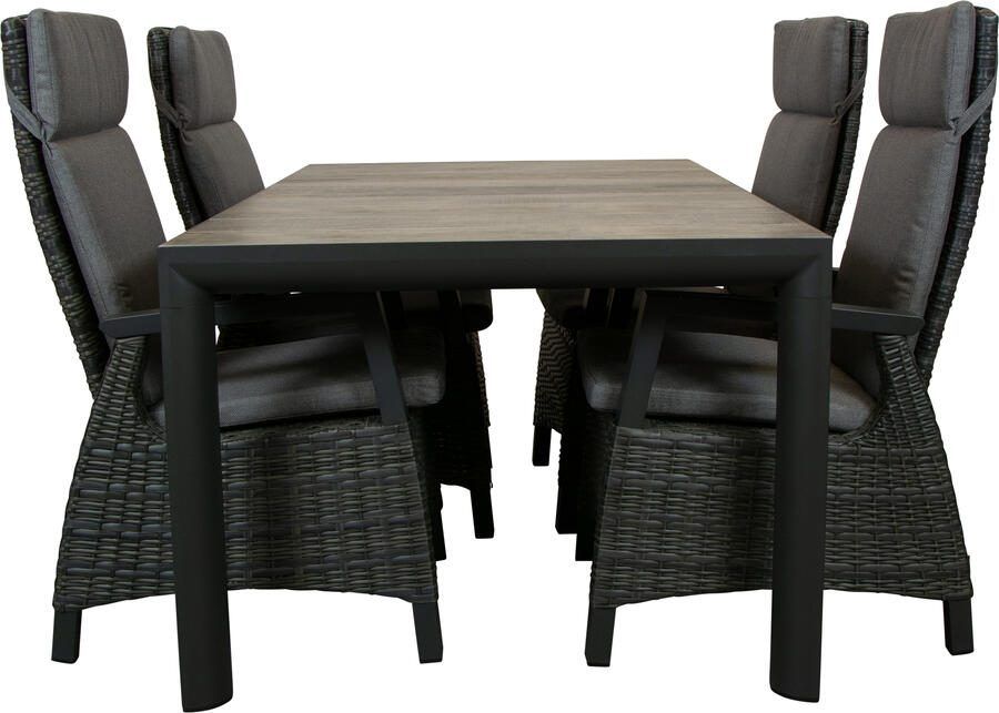 Qopps tuintafel kings 180 met 4 verstelbare Darwin tuinstoel