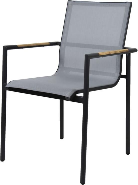 Qopps Tulsi dining tuinstoel mat royal Grey met teak