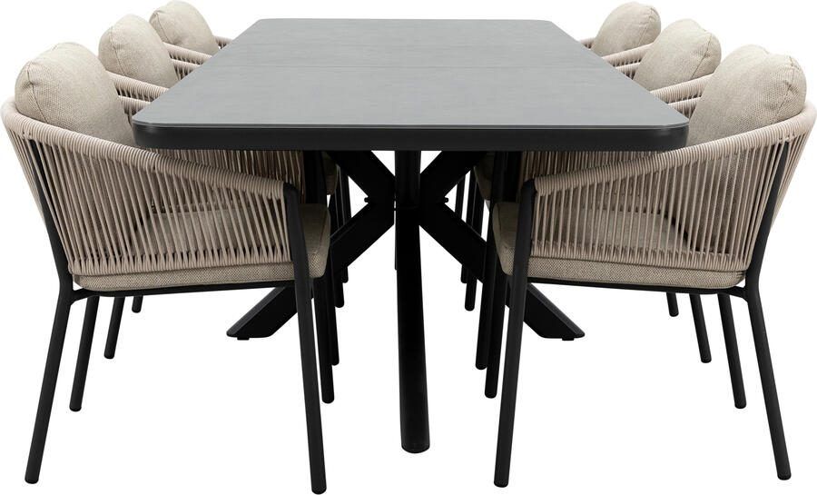 Qopps Vakio tuintafel met 6 Felan tuinstoelen