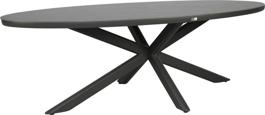 Qopps Vidas ovaal tuintafel 240 x 115 mat royal grey met sintered stone blad