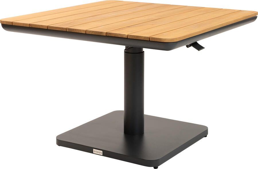 Qopps Zamin in hoogte verstelbare tuintafel 90 x 90 met teak top