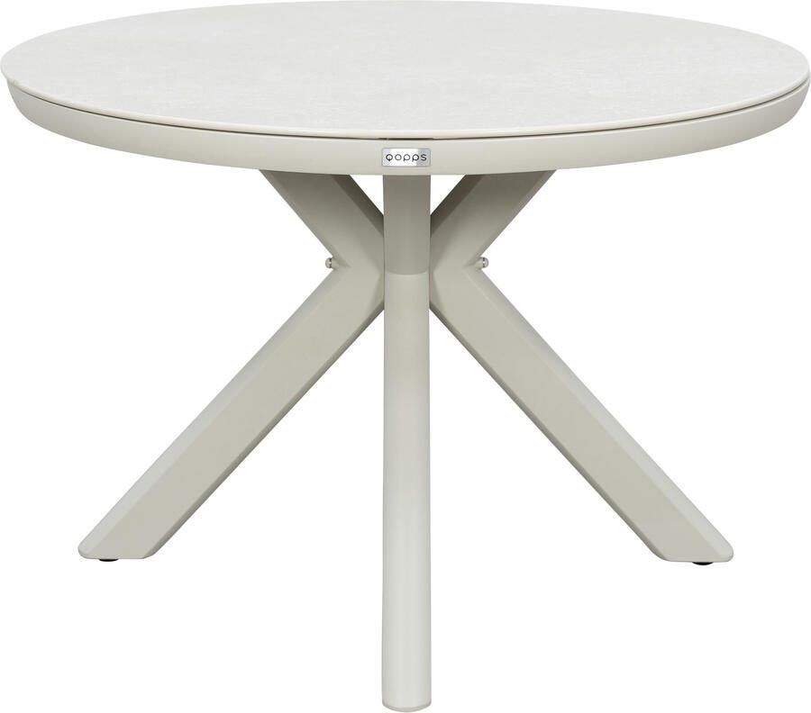 Qopps Ziggy tuintafel 105 cm rond frame latte light blad sintered stone beige