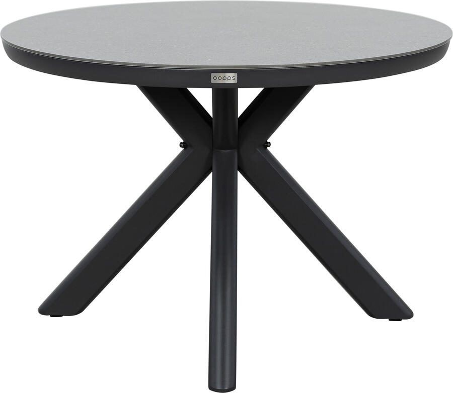 Qopps Ziggy tuintafel 105 cm rond royal grey frame sintered stone blad antraciet