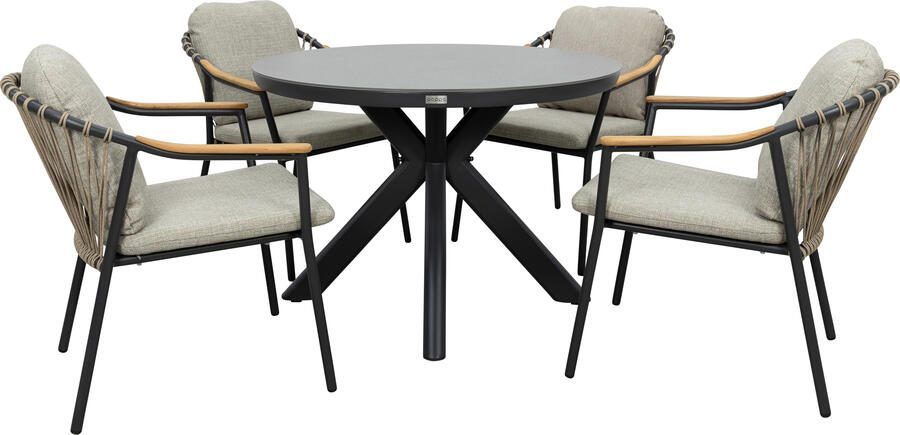 Qopps Ziggy tuintafel met Flori stapelbare tuinstoelen