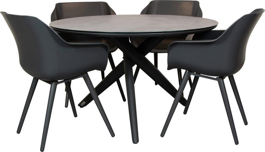 Qopps Zukla 120 cm rond tuintafel met Hartman Sophie studio tuinstoel