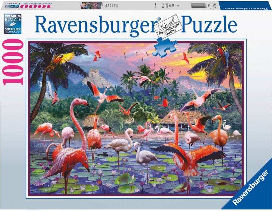 Ravensburger puzzel 1000 stukjes roze flamingos