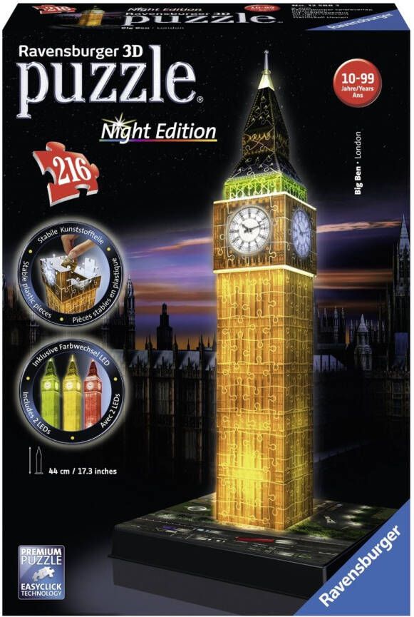 Ravensburger puzzel 216 stukjes big ben night edition 3D