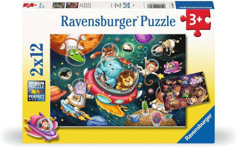 Ravensburger puzzel Diren in de ruimte Twee puzzels 12 stukjes kinderpuzzel