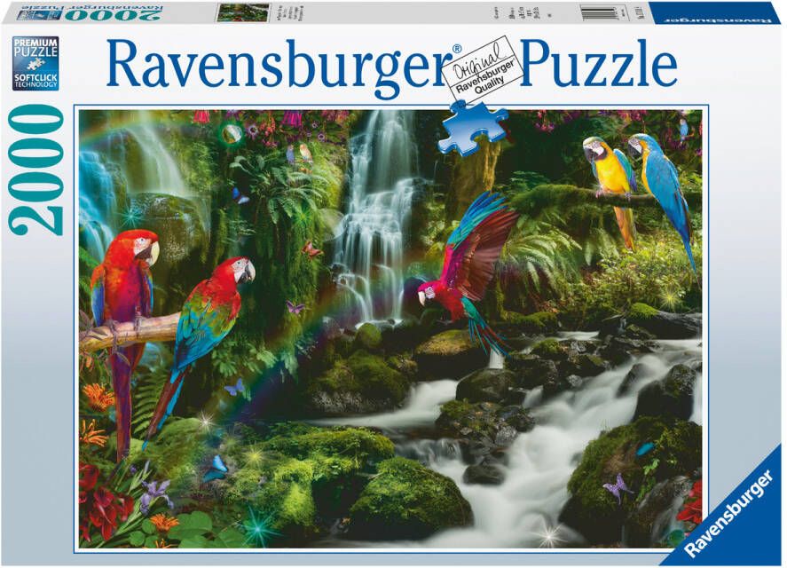 Ravensburger puzzel 2000 stukjes bonte papegaaien in jungle