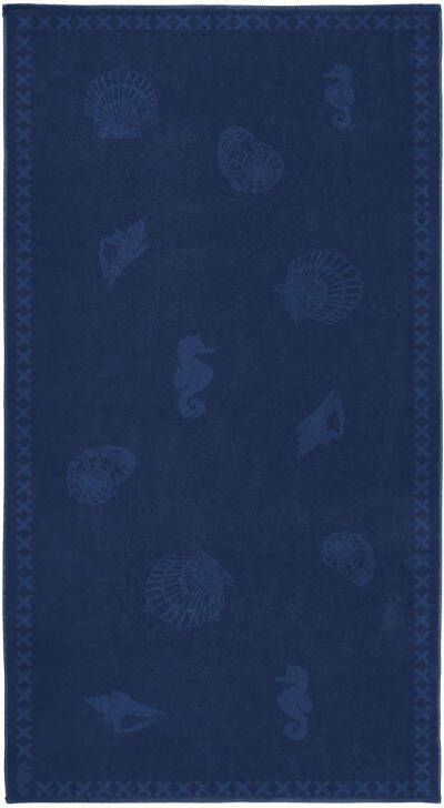 Seahorse strandlaken katoen shells navy 100x200