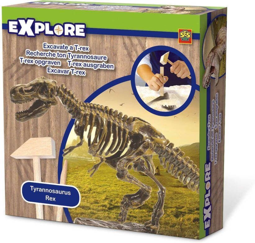SES Explore T-rex skelet opgraven opgravingsset dino met houten beitel en hamer Dinosaurus Speelgoed - Foto 3