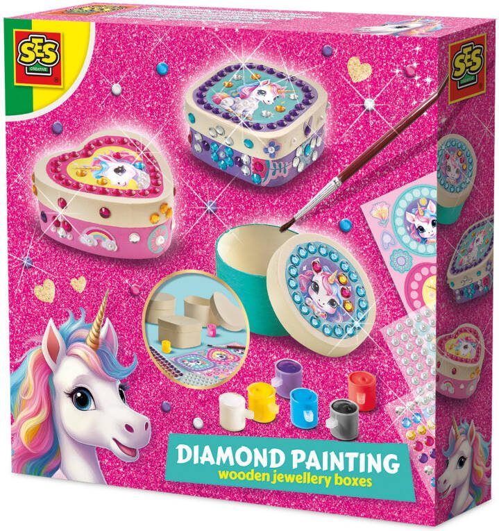Ses unicorn diamond painting houten sieradendoosjes