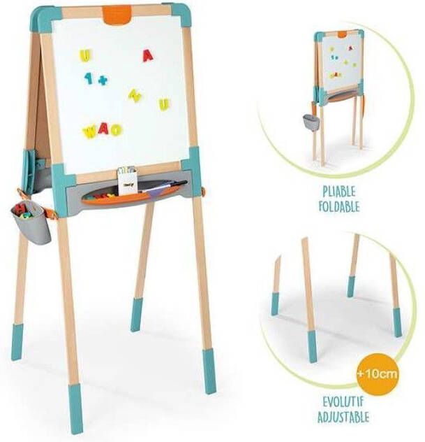 Smoby Dubbelzijdig houten bord Krijtleisteen en magnetisch wit Opvouwbaar 80 accessoires