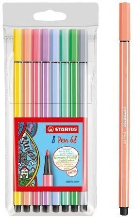 Stabilo Pen 68 pastel etui 8 stuks