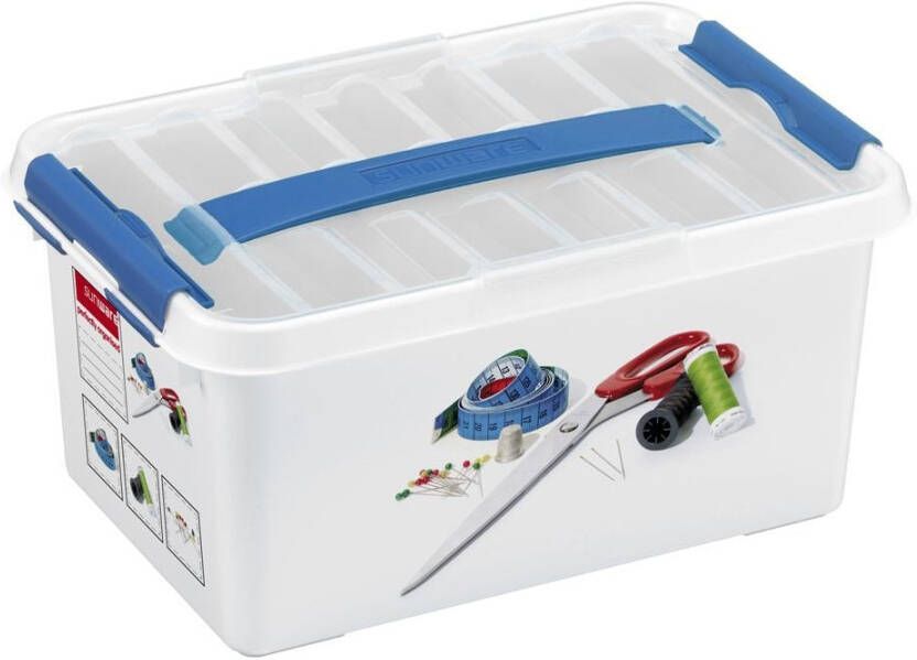 Sunware Q-line naaidoos met inzet 6L wit blauw 30 x 20 x 14 7 cm