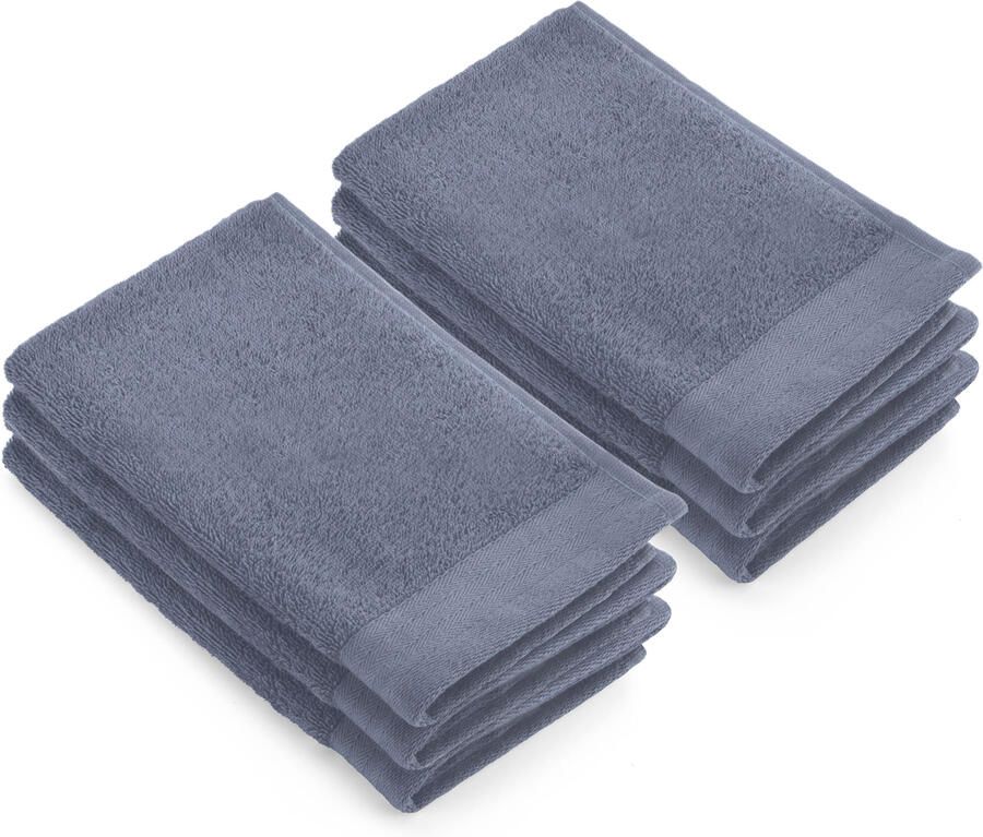 Walra Set van 3 x 2 gastendoeken soft cotton indigo 30x50 cm