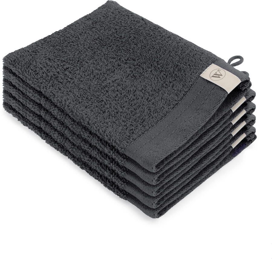 Walra Set van 3 x 2 washandjes soft cotton antraciet