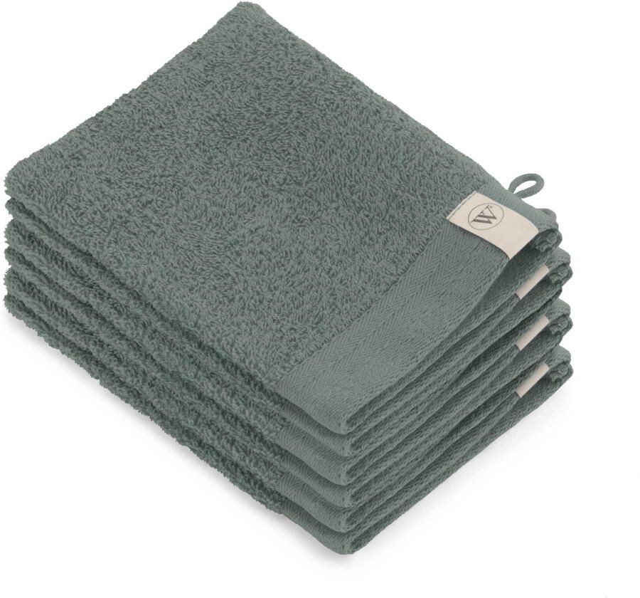 Walra Set van 3 x 2 washandjes soft cotton legergroen