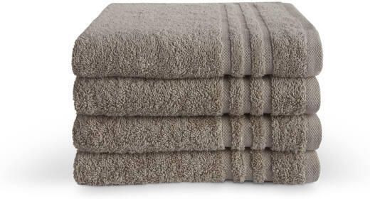 Walra Set van 4 Byrklund baddoeken bath basics taupe 50x100 cm