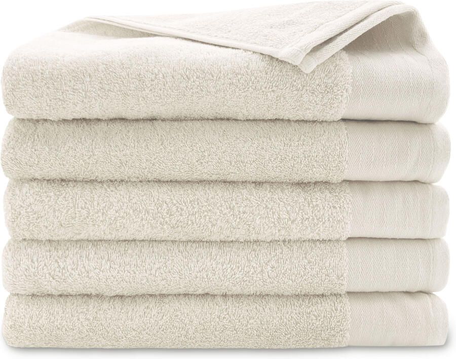 Walra Set van 5 badlakens soft cotton kiezel grijs (beige) 70x140 cm